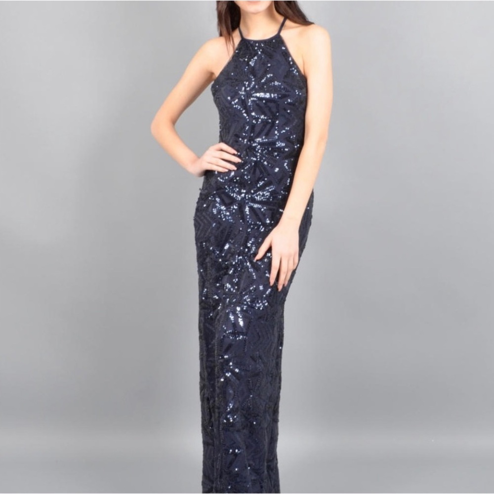 Gunmetal Blue/Gray Sequins Formal Dress size 8